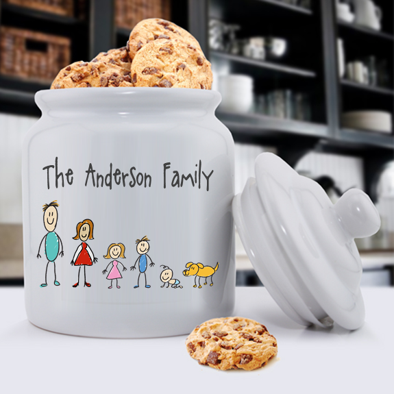 Stick Figure Family Personalized Ceramic Cookie Jars