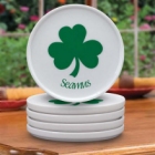 Personalized Irish Clover Leaf Drink Coaster Sets