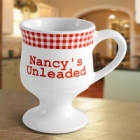 Personalized Red Gingham Pedestal Coffee Mug