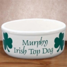Irish Shamrock Personalized 7.5" Stoneware Dog Bowls