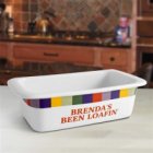 Rainbow Design Personalized Stoneware 1 Quart Loaf Pan