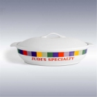 Rainbow Design Personalized Stoneware Covered Oval Baker