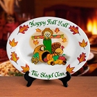 Personalized 13" Stoneware Scarecrow Thanksgiving Platter