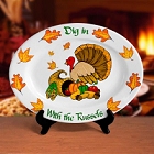 Personalized 13" Turkey & Cornucopia Oval Thanksgiving Serving Platters