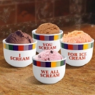 Rainbow Design Screaming for Ice Cream 4 Piece Ice Cream Bowl Set