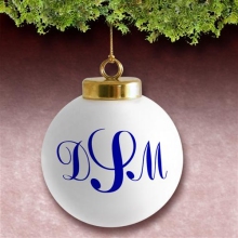 Monogrammed Porcelain Christmas Tree Ornaments