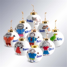 Stick Family Personalized Porcelain Christmas Tree Ornaments
