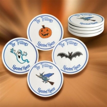 Personalized Halloween Beverage Coasters Set