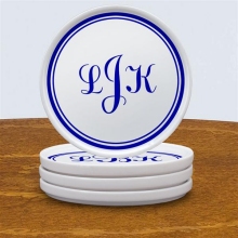 Monogrammed Porcelain Coasters Set of Four