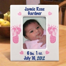 Personalized Footprints Baby Girl Ceramic Picture Frames