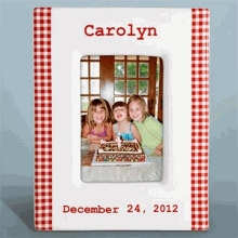 Personalized Red Gingham Ceramic Vertical Picture Frames