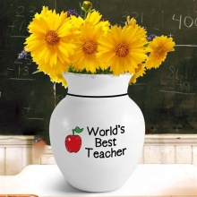 Personalized Teacher Icons Stoneware 6" Vase