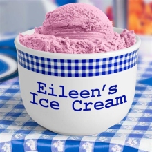 Blue Gingham Personalized Ice Cream Bowls
