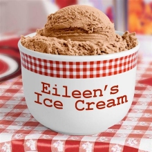 Red Gingham Personalized Ice Cream Bowls