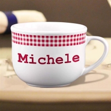 Red Gingham Personalized 20 oz Latte Mugs