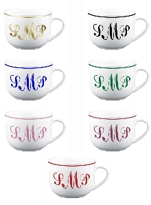 Monogrammed 20 oz Latte Coffee Mugs