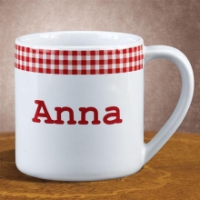 Red Gingham Personalized 12 oz Coffee Mugs