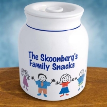 Jumbo Personalized Cookie Jar with Stick Family Icons