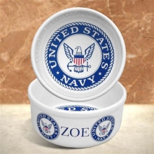 Large Personalized Military Insignia Ceramic Pet Bowls