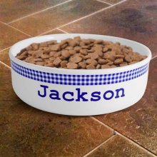 Blue Gingham Personalized 9.5" Dog Bowls