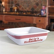 Red Gingham Personalized 2 Quart Square Baking Dish