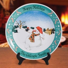 Personalized 13" Eileen Rosenfeld Snowman Holiday Platters