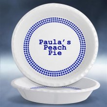 Personalized Blue Gingham 10" Pie Plate