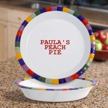Rainbow Design Personalized Stoneware 10" Pie Plate