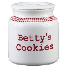 Personalized Red Gingham One Gallon Stoneware Cookie Jars