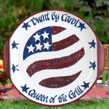 Jumbo Patriotic Flag BBQ Serving Platter with Handles