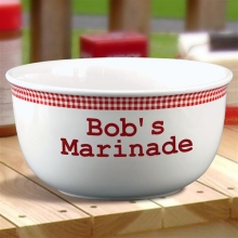 Red Gingham Personalized 4 Quart Marinade Bowls