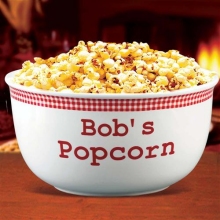 Red Gingham Personalized 4 Quart Popcorn Bowls