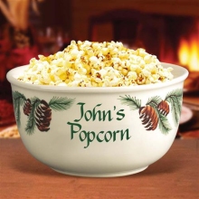 Pine Cone Personalized 4 Quart Popcorn Bowls