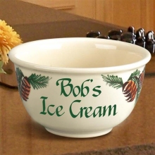 Pine Cone Personalized 1 Quart Snack Bowls