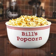 Red Gingham Personalized 2 Quart Popcorn Bowls