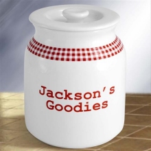 Red Gingham Personalized Pet Treat Jars