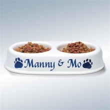 Paw Prints Personalized Twin Feeder Pet Bowls