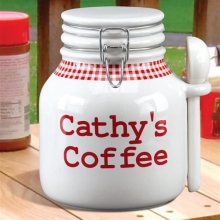 Personalized Red Gingham One Pound Coffee Canister