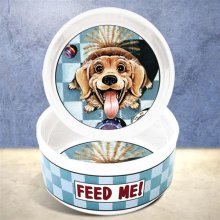 Gary Patterson Feed Me 7" Ceramic Dog Bowls