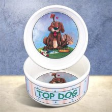 Gary Patterson Top Dog 7" Ceramic Dog Bowls
