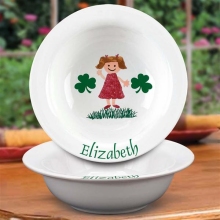 Personalized Irish Shamrock Kids Ceramic Cereal Bowls