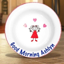Personalized Red Rimmed Kid's Stoneware Cereal Bowls