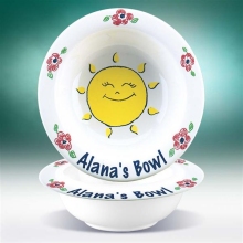 Girls Personalized Sunny Face Stoneware Cereal Bowls
