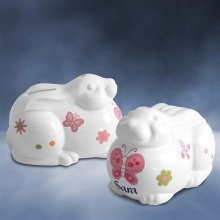 Personalized Ceramic Butterfly Bunny Piggy Banks