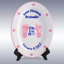 Girls Personalized 11" Porcelain Oval Birth Plates