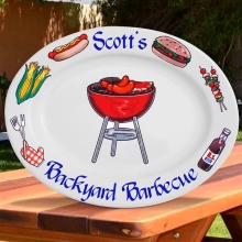 Personalized 13" Red BBQ Oval Platters