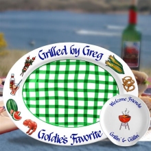 Green Gingham Personalized BBQ Platters