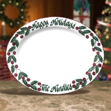 Personalized 16½" Holly Decoration Oval Serving Platters