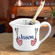 Personalized Oven Mitt 4 Cup BBQ Sauce Pot