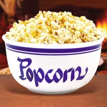 Cobalt Blue and White 4 Quart Stoneware Popcorn Bowls